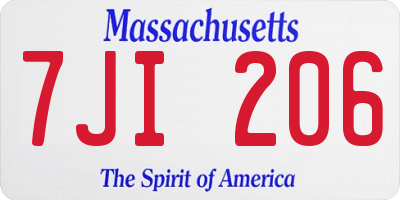 MA license plate 7JI206