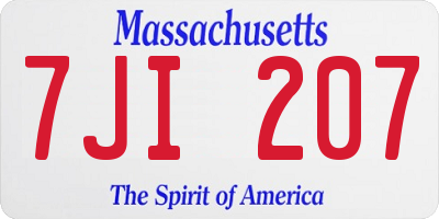 MA license plate 7JI207