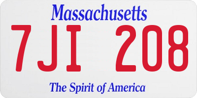 MA license plate 7JI208