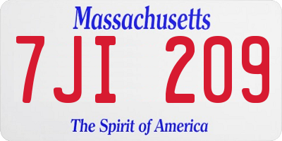 MA license plate 7JI209