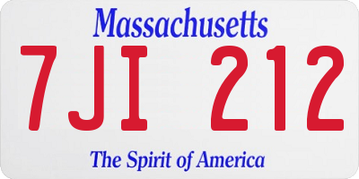 MA license plate 7JI212
