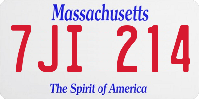 MA license plate 7JI214