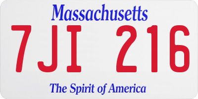 MA license plate 7JI216