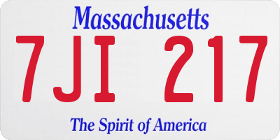 MA license plate 7JI217