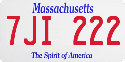 MA license plate 7JI222