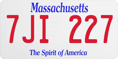 MA license plate 7JI227