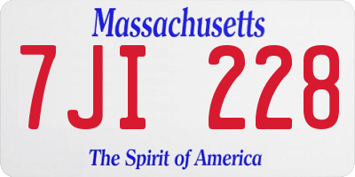 MA license plate 7JI228