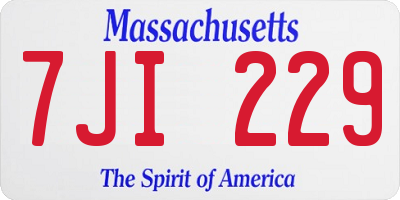 MA license plate 7JI229