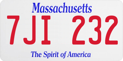 MA license plate 7JI232