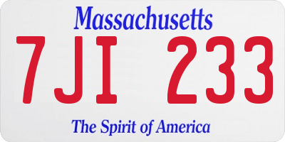 MA license plate 7JI233