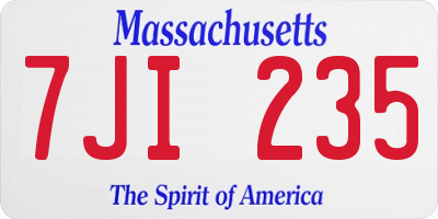 MA license plate 7JI235