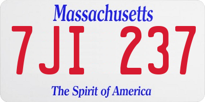 MA license plate 7JI237