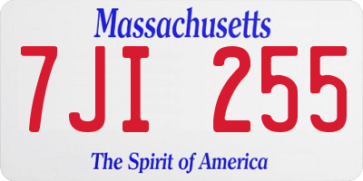 MA license plate 7JI255