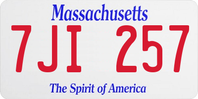 MA license plate 7JI257