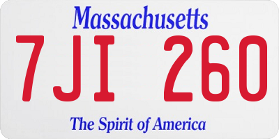 MA license plate 7JI260
