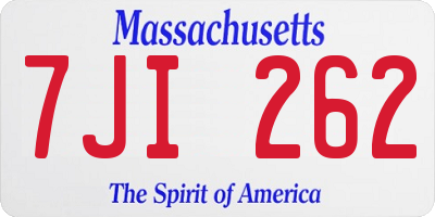 MA license plate 7JI262