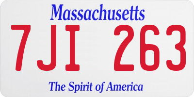 MA license plate 7JI263