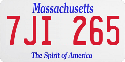 MA license plate 7JI265
