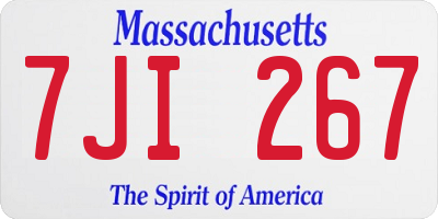 MA license plate 7JI267