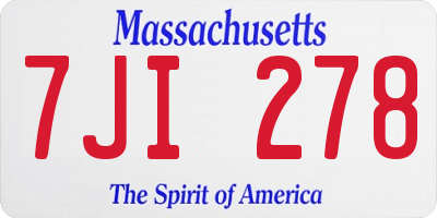 MA license plate 7JI278