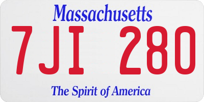 MA license plate 7JI280