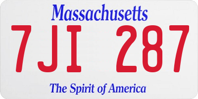 MA license plate 7JI287