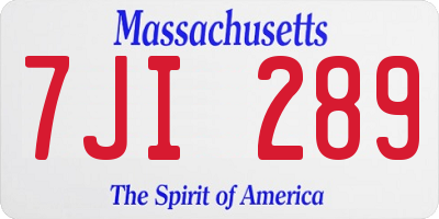 MA license plate 7JI289