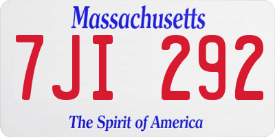 MA license plate 7JI292