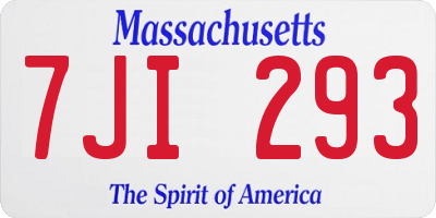 MA license plate 7JI293