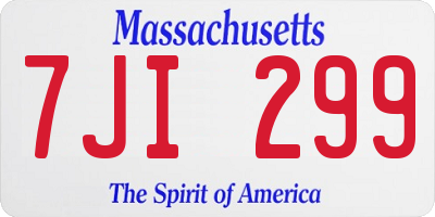 MA license plate 7JI299
