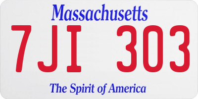 MA license plate 7JI303