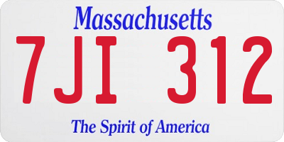 MA license plate 7JI312
