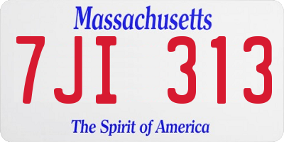 MA license plate 7JI313