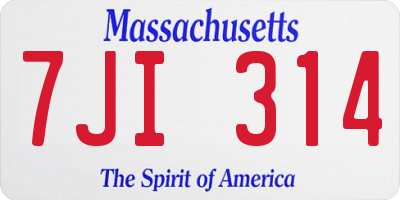 MA license plate 7JI314