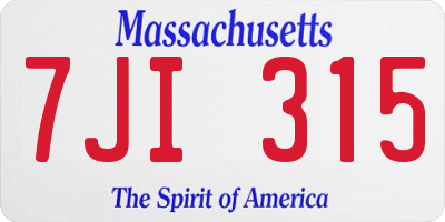 MA license plate 7JI315