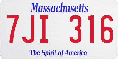 MA license plate 7JI316