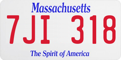 MA license plate 7JI318