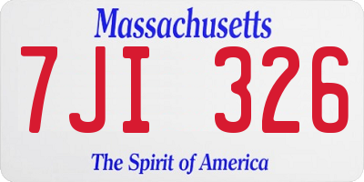 MA license plate 7JI326