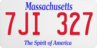 MA license plate 7JI327