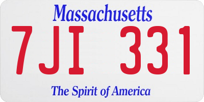 MA license plate 7JI331