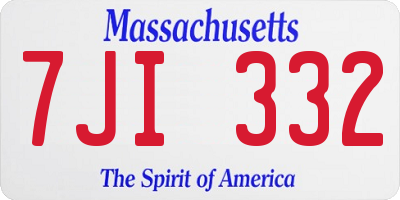 MA license plate 7JI332