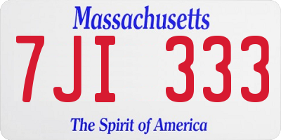 MA license plate 7JI333
