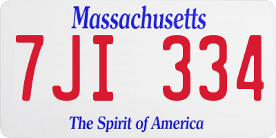 MA license plate 7JI334