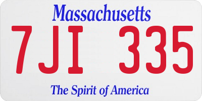 MA license plate 7JI335