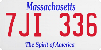 MA license plate 7JI336