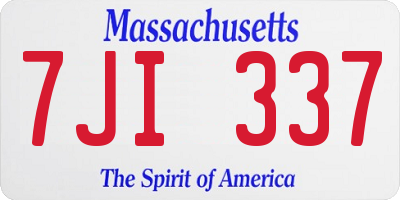 MA license plate 7JI337