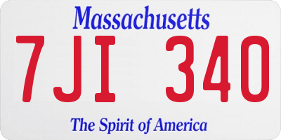 MA license plate 7JI340
