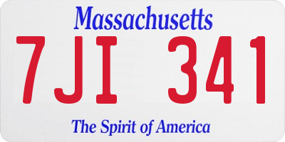 MA license plate 7JI341