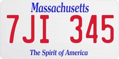 MA license plate 7JI345