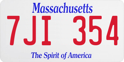 MA license plate 7JI354